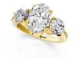 Yellow gold Three-Stone Oval Diamond Channel Set Engagement Ring with Prong Setting_16