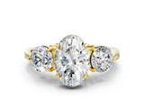 Yellow gold Three-Stone Oval Diamond Channel Set Engagement Ring with Prong Setting_3
