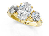 Yellow gold Three-Stone Oval Diamond Channel Set Engagement Ring with Prong Setting_4