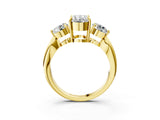 Yellow gold Three-Stone Oval Diamond Channel Set Engagement Ring with Prong Setting_6