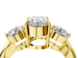 Yellow gold Three-Stone Oval Diamond Channel Set Engagement Ring with Prong Setting_7
