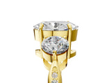 Yellow gold Three-Stone Oval Diamond Channel Set Engagement Ring with Prong Setting_8