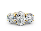 Yellow gold Three-Stone Oval Diamond Engagement Ring with Prong Setting on a Classic Band_3