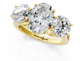 Yellow gold Three-Stone Oval Diamond Engagement Ring with Prong Setting on a Classic Band_4