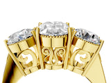 Yellow gold Three-Stone Oval Diamond Engagement Ring with Prong Setting on a Classic Band_7