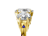 Yellow gold Three-Stone Oval Diamond Engagement Ring with Prong Setting on a Classic Band_8