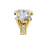 Yellow gold Three-Stone Oval Diamond Milgrain Pave Band with Prong Setting 5