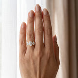 Yellow gold Three-Stone Oval Diamond Milgrain Pave Band with Prong Setting_83