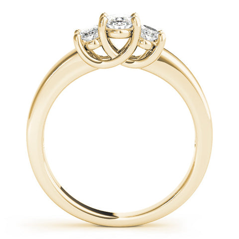 Yellow gold Three-Stone Oval Diamond Ring with Channel Band and Prong Setting 2