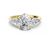 Yellow gold Three-Stone Oval Diamond Ring with Pear Side Stones in Four-Prong Setting_74