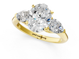 Yellow gold Three-Stone Oval Diamond Ring with Pear Side Stones in Four-Prong Setting_75