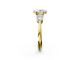 Yellow gold Three-Stone Oval Diamond Ring with Pear Side Stones in Four-Prong Setting_76