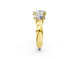 Yellow gold Three-Stone Oval Diamond Ring with Round Side Stones, Classic Band, and Four-Prong Setting_53