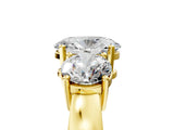 Yellow gold Three-Stone Oval Diamond Ring with Round Side Stones, Classic Band, and Four-Prong Setting_56
