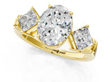 Yellow gold Three-Stone Oval and Princess Cut Diamond Ring with Channel Band and Four-Prong Setting_29