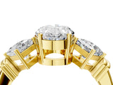 Yellow gold Three-Stone Oval and Princess Cut Diamond Ring with Channel Band and Four-Prong Setting_32