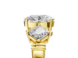 Yellow gold Three-Stone Oval and Princess Cut Diamond Ring with Channel Band and Four-Prong Setting_33