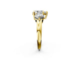 Yellow gold Three-Stone Pear Brilliant Cut Solitaire Ring with Prong Setting on a Classic Band 2