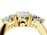 Yellow gold Three-Stone Pear Brilliant Cut Solitaire Ring with Prong Setting on a Classic Band 4