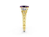 Yellow gold Three-Stone Pear Cut Amethyst Braided Band Ring with Four-Prong Setting_14