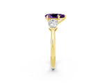 Yellow gold Three-Stone Pear Cut Amethyst Ring with Pear Side Stones and Four-Prong Setting_2
