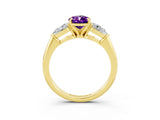 Yellow gold Three-Stone Pear Cut Amethyst Ring with Pear Side Stones and Four-Prong Setting_3