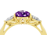Yellow gold Three-Stone Pear Cut Amethyst Ring with Pear  Side Stones in Four-Prong Setting_16