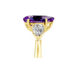 Yellow gold Three-Stone Pear Cut Amethyst Ring with Pear  Side Stones in Four-Prong Setting_17