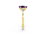 Yellow gold Three-Stone Pear Cut Amethyst Ring with Pear  Side Stones in Four-Prong Setting_38