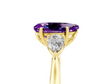 Yellow gold Three-Stone Pear Cut Amethyst Ring with Pear  Side Stones in Four-Prong Setting_41