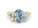 Yellow gold Three-Stone Pear Cut Aquamarine Braided Band Ring with Four-Prong Setting_12