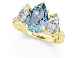 Yellow gold Three-Stone Pear Cut Aquamarine Braided Band Ring with Four-Prong Setting_13