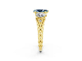 Yellow gold Three-Stone Pear Cut Aquamarine Braided Band Ring with Four-Prong Setting_14