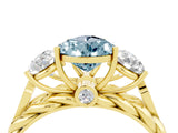 Yellow gold Three-Stone Pear Cut Aquamarine Braided Band Ring with Four-Prong Setting_16