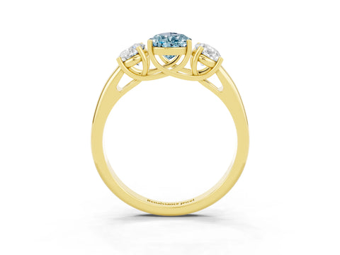 Yellow gold Three-Stone Pear Cut Aquamarine Engagement Ring with Prong Setting_3