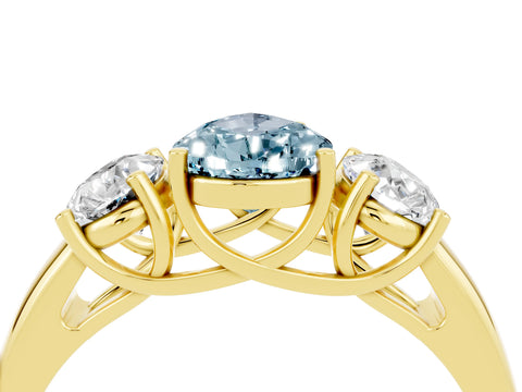 Yellow gold Three-Stone Pear Cut Aquamarine Engagement Ring with Prong Setting_4