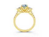 Yellow gold Three-Stone Pear Cut Aquamarine Pavé Band with Four-Prong Setting_3