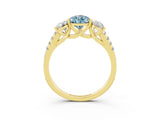 Yellow gold Three-Stone Pear Cut Aquamarine Ring with Pavé Band and Prong Setting_15