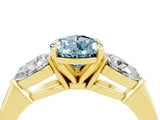Yellow gold Three-Stone Pear Cut Aquamarine Ring with Pear Side Stones and Four-Prong Setting_4