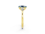 Yellow gold Three-Stone Pear Cut Aquamarine Ring with Pear  Side Stones in Four-Prong Setting_14