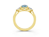 Yellow gold Three-Stone Pear Cut Aquamarine Ring with Pear  Side Stones in Four-Prong Setting_15