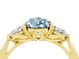 Yellow gold Three-Stone Pear Cut Aquamarine Ring with Pear  Side Stones in Four-Prong Setting_16