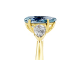Yellow gold Three-Stone Pear Cut Aquamarine Ring with Pear  Side Stones in Four-Prong Setting_17