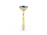 Yellow gold Three-Stone Pear Cut Aquamarine Ring with Pear  Side Stones in Four-Prong Setting_38