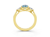 Yellow gold Three-Stone Pear Cut Aquamarine Ring with Pear  Side Stones in Four-Prong Setting_39