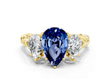 Yellow gold Three-Stone Pear Cut Blue Sapphire Braided Band Ring with Four-Prong Setting_12
