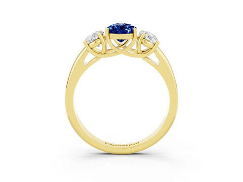 Yellow gold Three-Stone Pear Cut Blue Sapphire Engagement Ring with Prong Setting_3