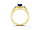 Yellow gold Three-Stone Pear Cut Blue Sapphire Ring with Pear Side Stones and Four-Prong Setting_3