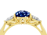 Yellow gold Three-Stone Pear Cut Blue Sapphire Ring with Pear  Side Stones in Four-Prong Setting_16