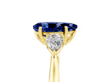 Yellow gold Three-Stone Pear Cut Blue Sapphire Ring with Pear  Side Stones in Four-Prong Setting_17